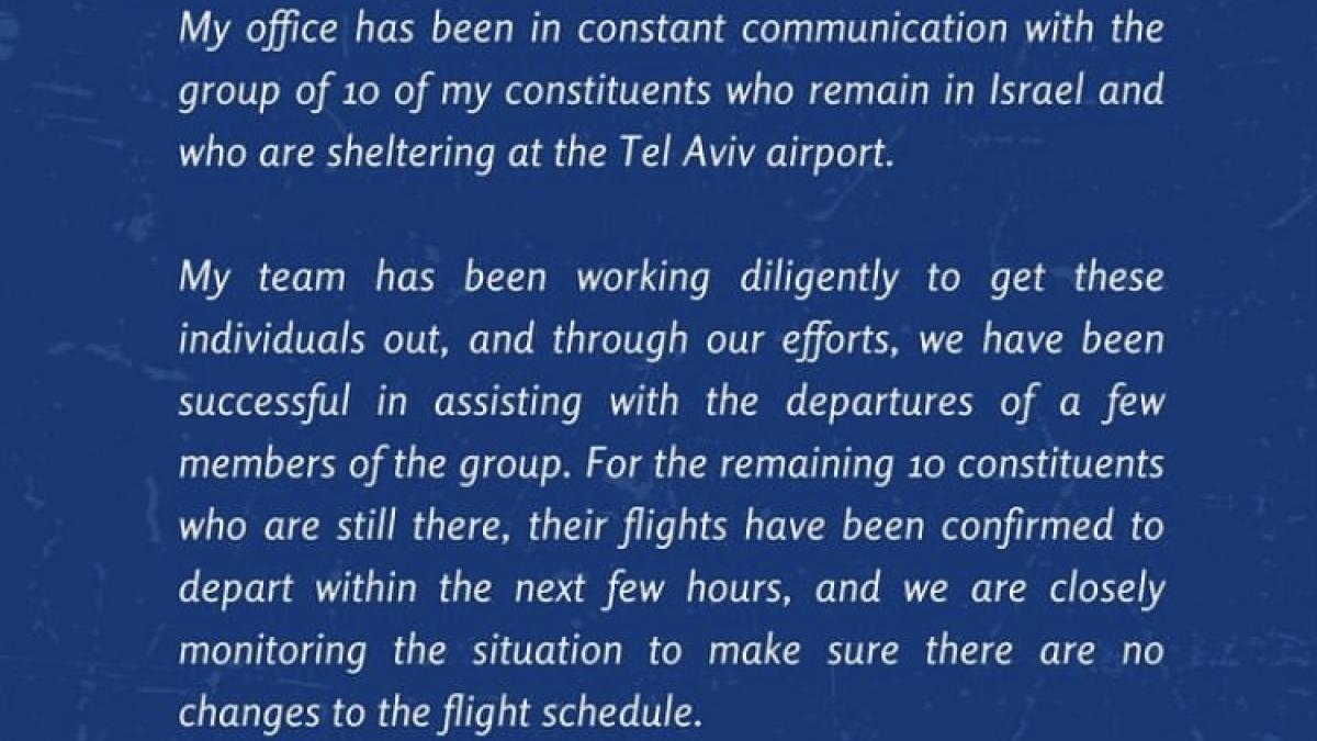 Statement from Rep. Espaillat on Developing situation in Israel