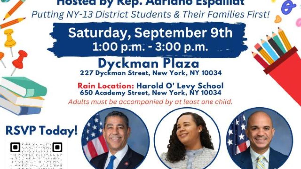 Saturday, September 9th at 1PM  Dyckman Plaza, located at 227 Dyckman Street, New York, NY, 10034  RSVP today!