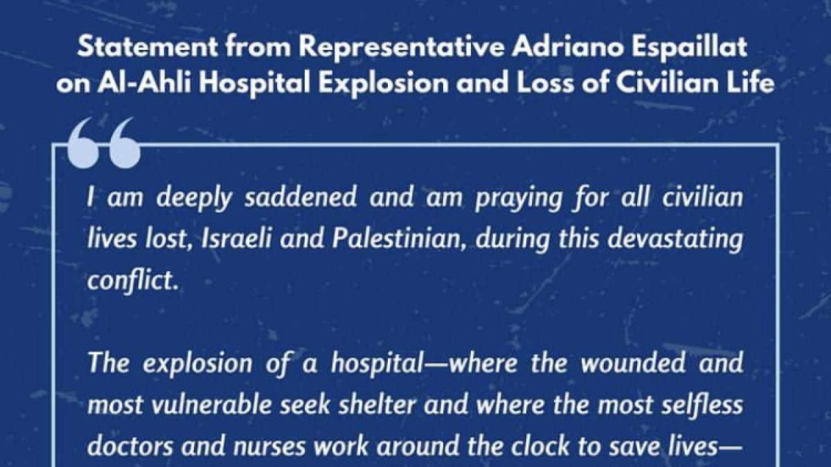 Rep. Espaillat's Comments on loss of Palestinian and Israeli Civilians 