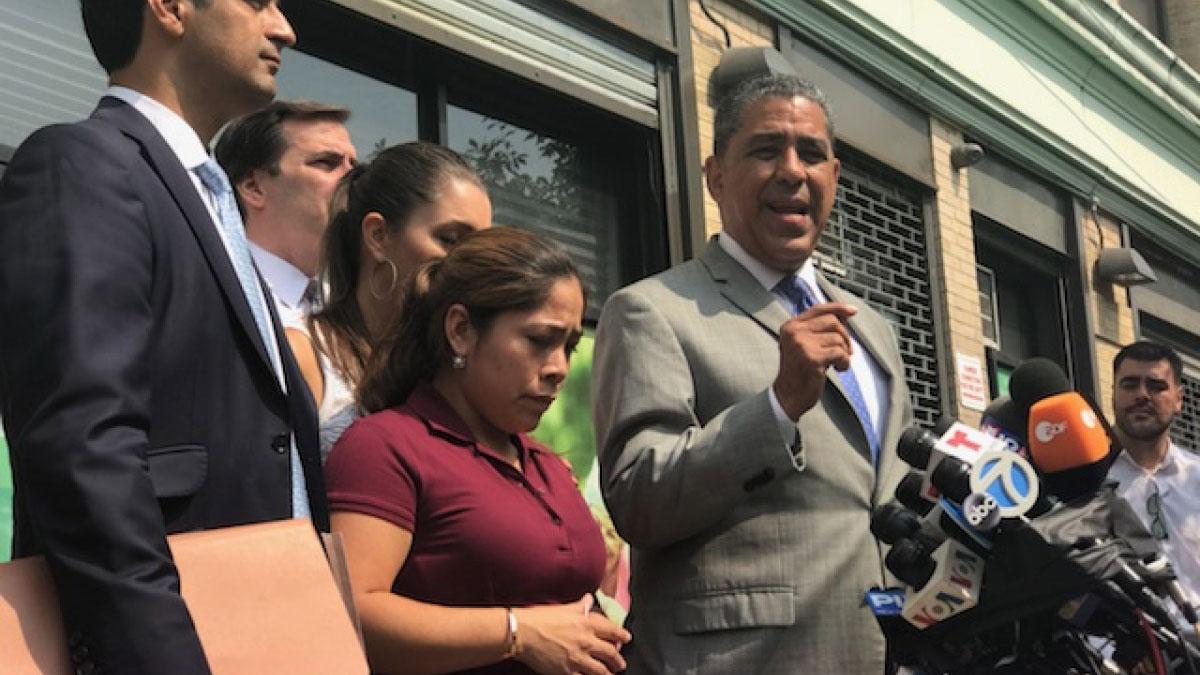 Congressman Espaillat addressing a crowd about Immigration